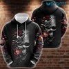 Rose Skull All Over Print Hoodie for San Francisco 49ers Fans with 3D Design