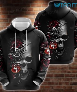 Rose Skull All Over Print Hoodie for San Francisco 49ers Fans with 3D Design