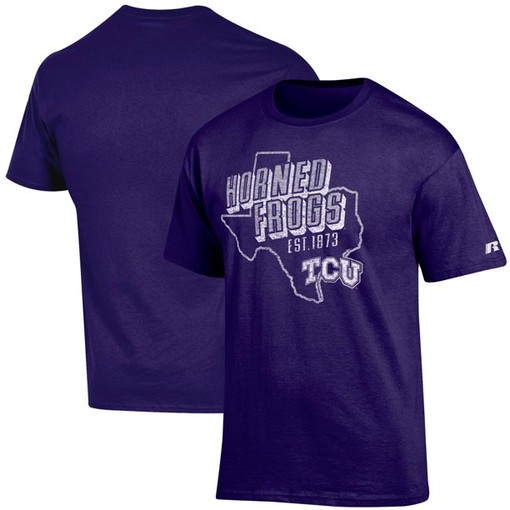 Russell Athletic TCU Horned Frogs Distressed Wordmark T-Shirt, Official University Football Fan Shirt for Men