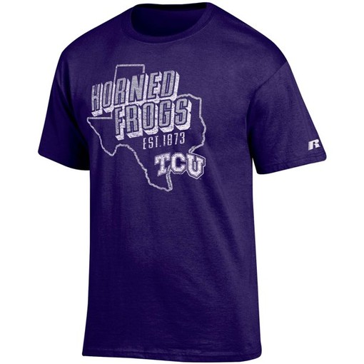 Russell Athletic TCU Horned Frogs Distressed Wordmark T-Shirt, Official University Football Fan Shirt for Men - Image 2