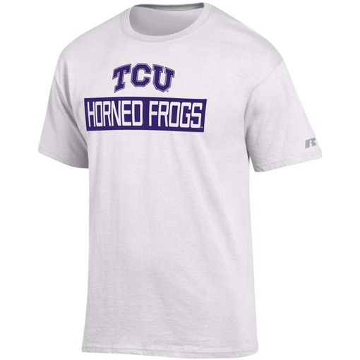 Russell Athletic White TCU Horned Frogs Secondary Color T-Shirt, Official University Football Fan Shirt for Men - Image 2