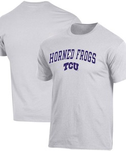 Russell Athletic White TCU Horned Frogs Wordmark Spinner T-Shirt, Official University Football Fan Shirt for Men