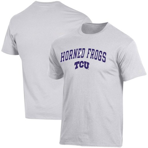 Russell Athletic White TCU Horned Frogs Wordmark Spinner T-Shirt, Official University Football Fan Shirt for Men