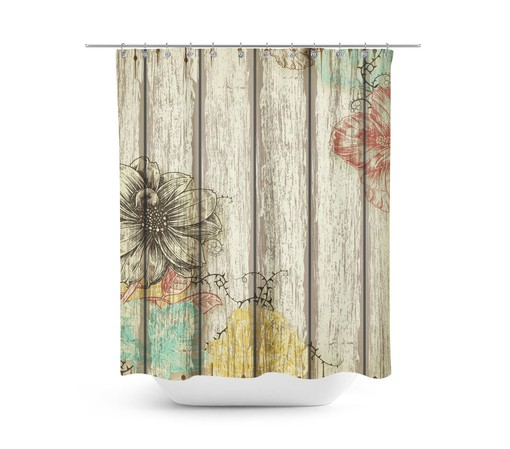 Rustic Barn Wood Floral Shower Curtain Set - Farmhouse Bath Set with Optional Towels for Cozy Bathroom Decor - Image 3