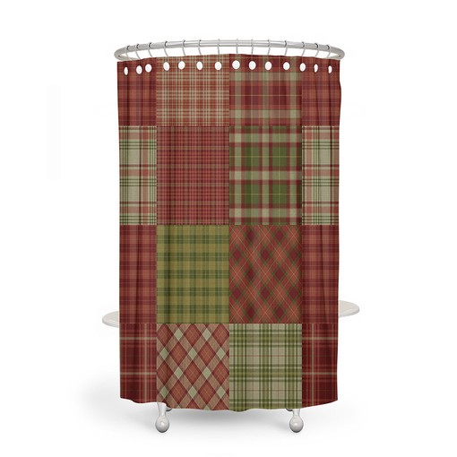 Rustic Bathroom Decor with Plaid Autumn Shower Curtain, Optional Bath Mats and Towels, and Restroom Shower Curtains - Image 2