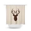Rustic Brown Boy Bathroom Decor with Monogram Shower Curtain and Deer Head Antler Bathtub Curtain - SHOWER70