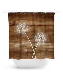 Rustic Brown Dandelion Shower Curtain - Perfect for Rustic Farmhouse Bathroom