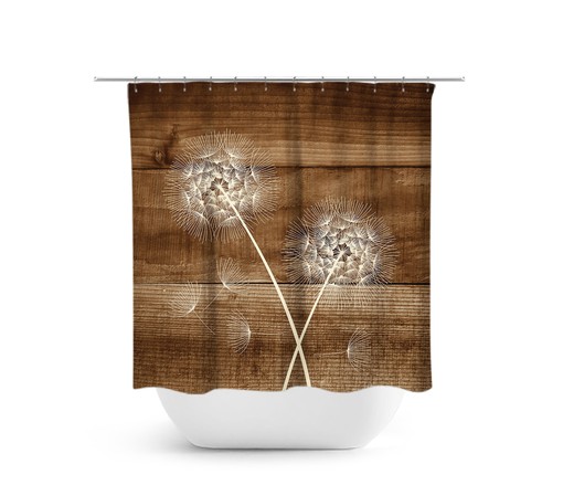 Rustic Brown Dandelion Shower Curtain - Perfect for Rustic Farmhouse Bathroom