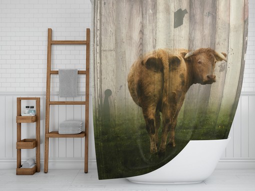 Rustic Cow Shower Curtain with Farmhouse Bathroom Decor for Country Charm - Image 2