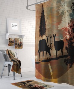 Rustic Deer Shower Curtain for Woodland Chalet-style Decor