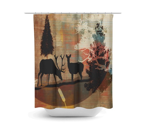 Rustic Deer Shower Curtain for Woodland Chalet-style Decor - Image 2