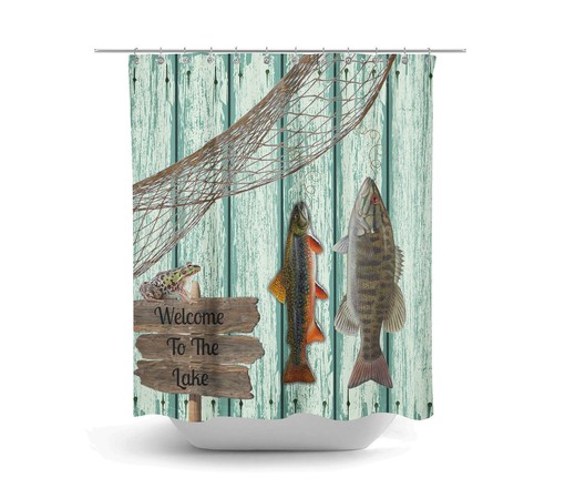 Rustic Fishing Grunge Shower Curtain with Primitive Weathered Wood Bathroom Decor for a Rustic Lodge Feel - Image 2