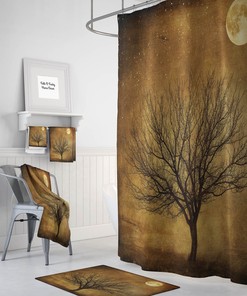 Rustic Grunge Tree Shower Curtain - Primitive Bath Decor for a Cozy Feel