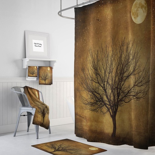 Rustic Grunge Tree Shower Curtain - Primitive Bath Decor for a Cozy Feel