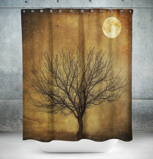 Rustic Grunge Tree Shower Curtain - Primitive Bath Decor for a Cozy Feel - Image 2