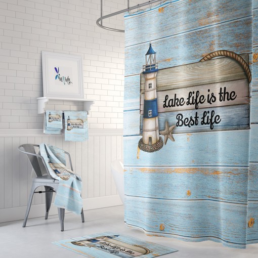 Rustic Nautical Lighthouse Shower Curtain Set - Coastal Decor for Your Bathroom