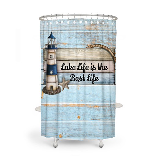 Rustic Nautical Lighthouse Shower Curtain Set - Coastal Decor for Your Bathroom - Image 2