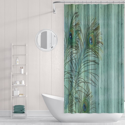 Rustic Peacock Feather Shower Curtain - Add a Touch of Wildlife to Your Bathroom - Image 3