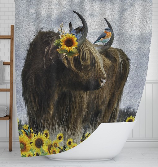 Rustic Scottish Highlander Shower Curtain Set - Add a Rustic Touch to Your Bath Decor - Image 2