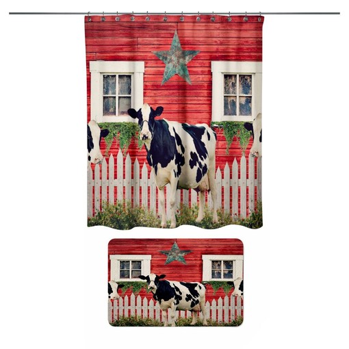 Rustic Shower Curtain with Old Barn and Cows - Unique Bathtub Curtain for Primitive Farmhouse Rustic Style - Image 2