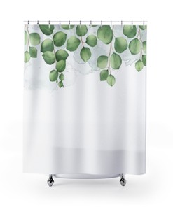 Rustic Vintage Eucalyptus Leaf Shower Curtain | Botanical Nature Eclectic Bath Decor