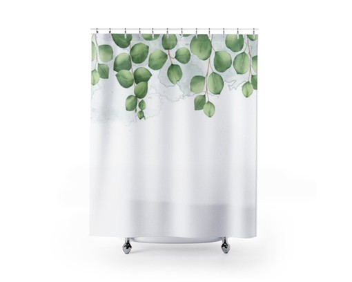 Rustic Vintage Eucalyptus Leaf Shower Curtain | Botanical Nature Eclectic Bath Decor