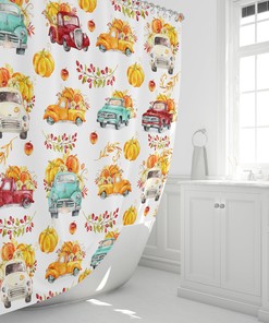 Rustic Vintage Trucks Shower Curtain Set - Add Nostalgic Charm to Your Bathroom