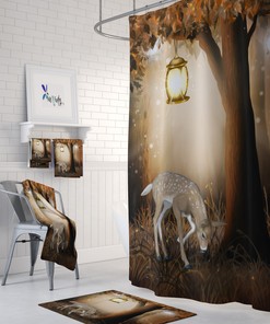 Rustic Woodland Deer Disney Shower Curtain for a Country Bathroom