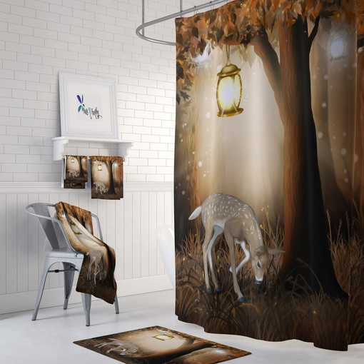 Rustic Woodland Deer Disney Shower Curtain for a Country Bathroom