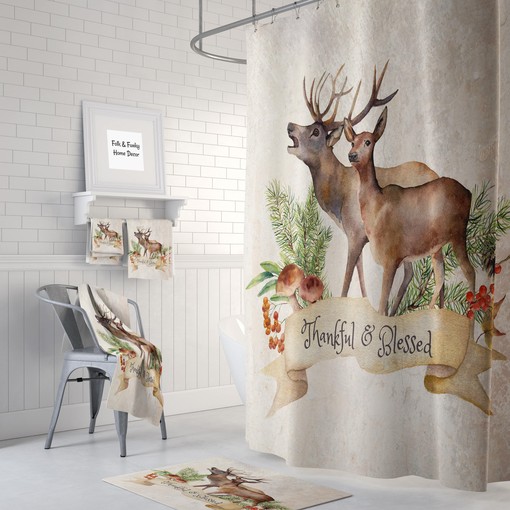 Rustic Woodland Deer Shower Curtain Set - Add a Touch of Woodland Rusticity to Your Bathroom