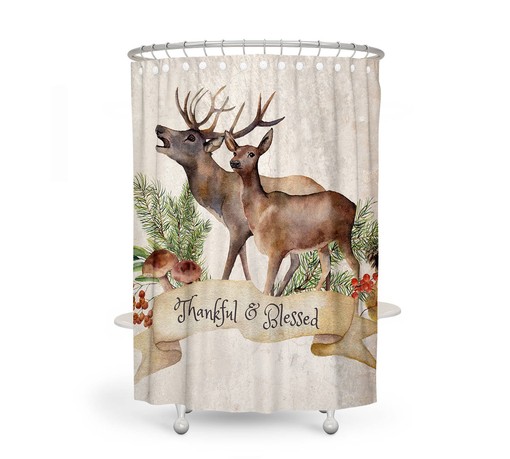 Rustic Woodland Deer Shower Curtain Set - Add a Touch of Woodland Rusticity to Your Bathroom - Image 2