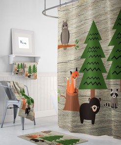 Rustic Woodland Forest Shower Curtain Set - Bring Nature into Your Bathroom