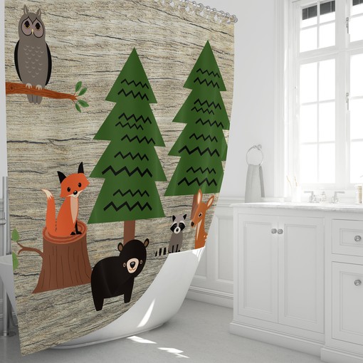 Rustic Woodland Forest Shower Curtain Set - Bring Nature into Your Bathroom - Image 2