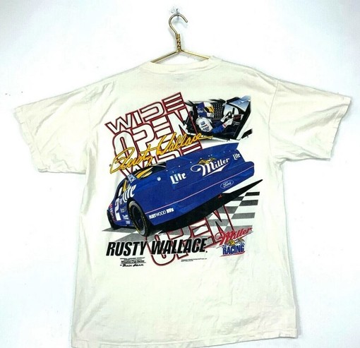Rusty Wallace Wide Open Vintage T-shirt Nascar Racing 90s - Retro Style - Image 2