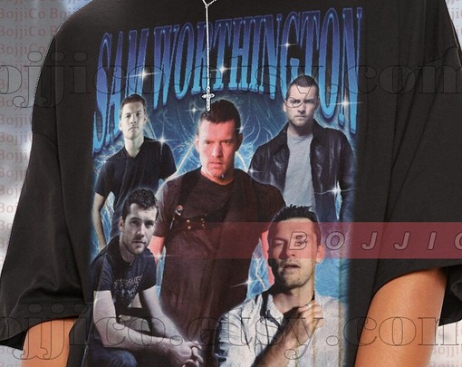 SAM WORTHINGTON Homage Tshirt, Retro 90s Sweater - Movie Shirts for Men - Image 2