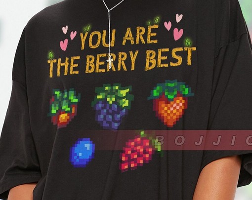 STARDW VALLEY Shirt, Berry Best Pun Joke Retro Pixel 8-Bit T-Shirt, Farming Harvst Moon Game Tee - Image 2