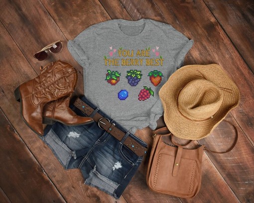 STARDW VALLEY Shirt, Berry Best Pun Joke Retro Pixel 8-Bit T-Shirt, Farming Harvst Moon Game Tee - Image 3