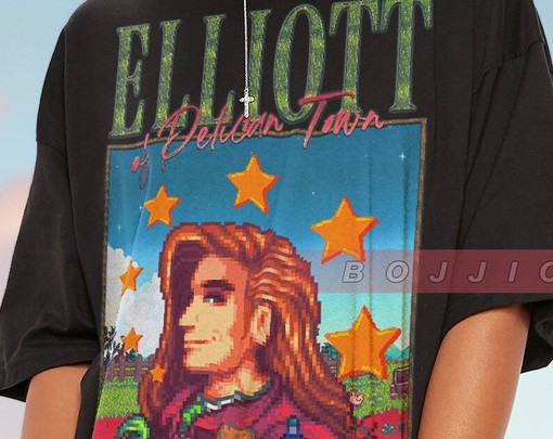 STARDW VALLY Fan Tee Featuring Food Spirit & ELLIOTT Character, Farming Harvst Moon RPG Video Game - Image 2