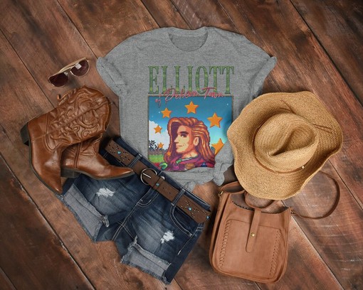 STARDW VALLY Fan Tee Featuring Food Spirit & ELLIOTT Character, Farming Harvst Moon RPG Video Game - Image 3