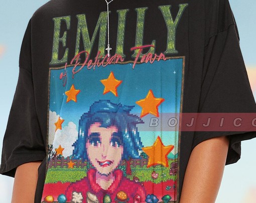 STARDW VALLY Fan Tee Featuring Food Spirit & EMILY Character, Farming Harvst Moon RPG Video Game - Image 2