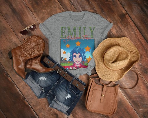 STARDW VALLY Fan Tee Featuring Food Spirit & EMILY Character, Farming Harvst Moon RPG Video Game - Image 3