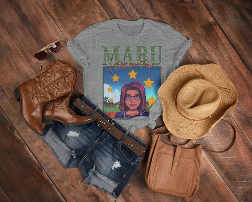 STARDW VALLY HARVEY T-shirt - Vintage Video Game Tee Featuring Food Spirit, MARU Character & HARVEY - Image 3