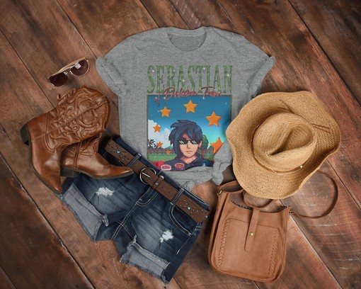 STARDW VALLY SEBASTIAN T-shirt - STARDW VALLY Fan Tee SEBASTIAN Character & Farming Harvst Moon RPG - Image 3