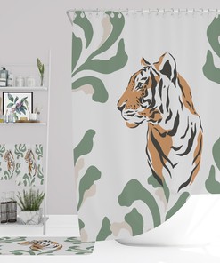 Safari Zebra Stripe Shower Curtain with Coordinating Bath Mat and Towels for an Animalistic Touch