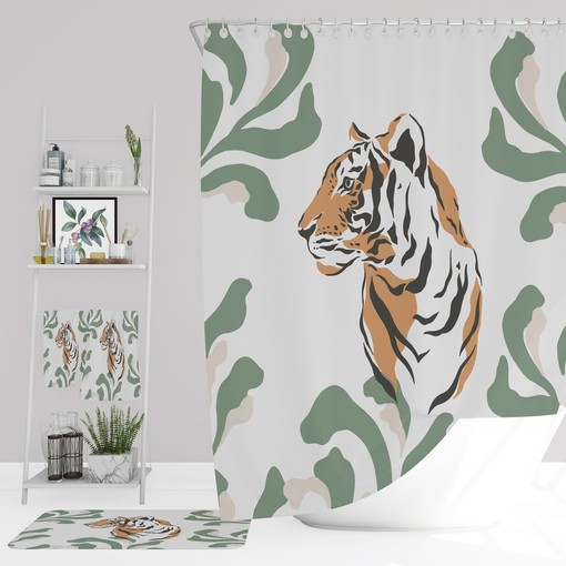Safari Zebra Stripe Shower Curtain with Coordinating Bath Mat and Towels for an Animalistic Touch