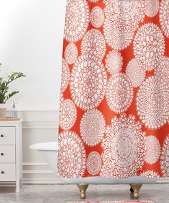 Saffron Doily Print Shower Curtain, Bold Splash of Color in Your Boho Bathroom, Fabric Bath Decor