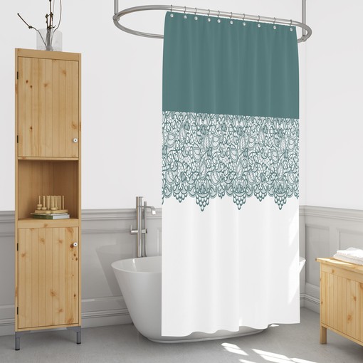 Sage Lace Pattern Shower Curtain with Optional Towels and Soft Bath Mat - Image 4