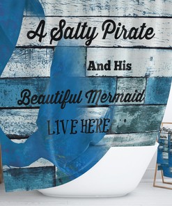 Salty Pirate Nautical Shower Curtain with Beachy Bathroom Set for Nautical Charm
