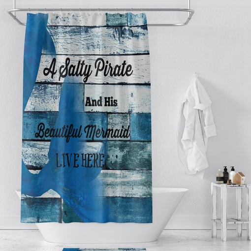 Salty Pirate Nautical Shower Curtain with Beachy Bathroom Set for Nautical Charm - Image 3