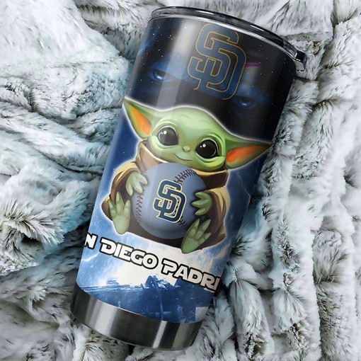 San Diego Padres Baby Yoda Edition Personalized Tumbler - MLB Logo Tumbler